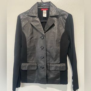 AK ANNE KLEIN Black Cardigan Jacket LEATHER Soft!! PM‎